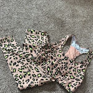 Fabletics Leopard Print Women's Bra and Leggings Set